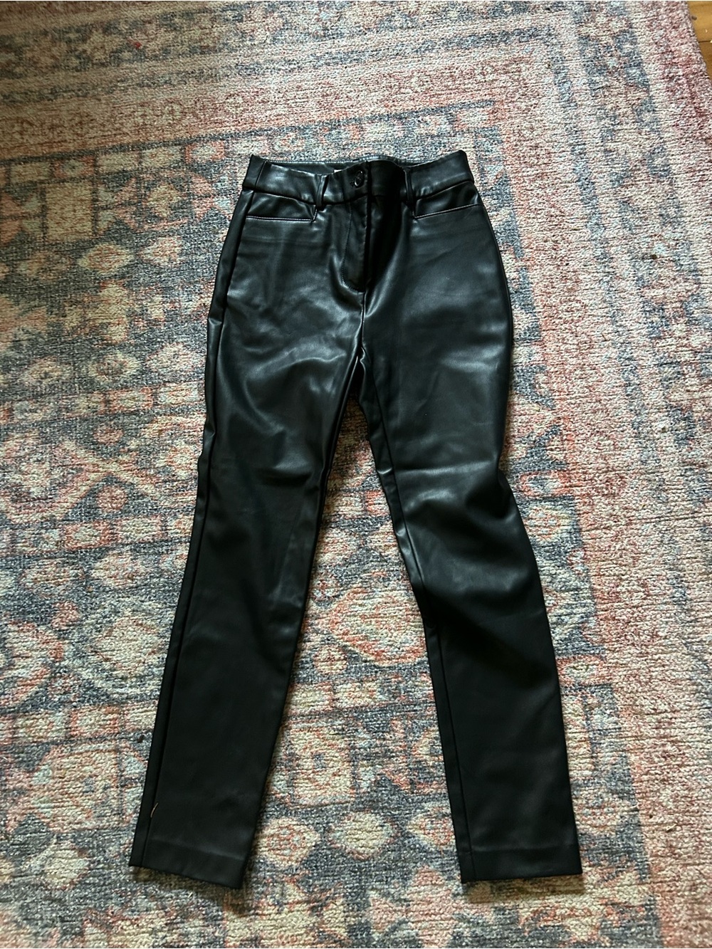 LOFT Black Faux Leather Pants